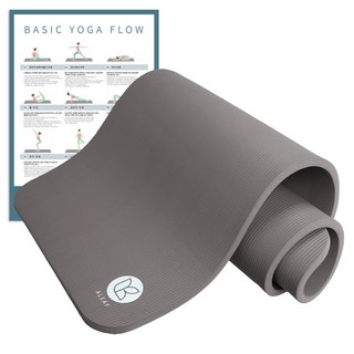 아리프 NBR 요가매트 20mm + 운동 가이드 포스터 세트, 웜 그레이(요가매트), 1세트