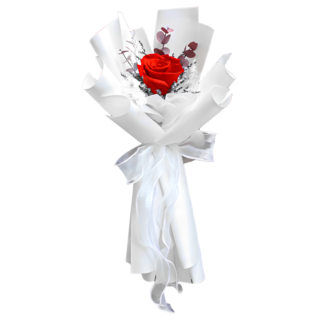 Floral M La Rose 高級法式白永生玫瑰花束, 白色