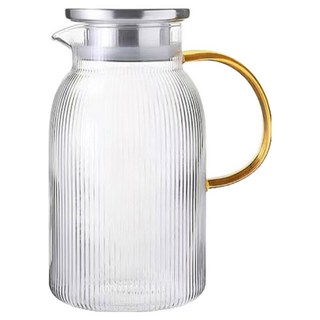 FOREVER 高硼硅耐熱玻璃直條紋把手水壺, 1個, 透明, 1.5L