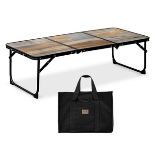 ROTICAMP 寬版輕薄三段折疊迷你露營桌, 深色木紋