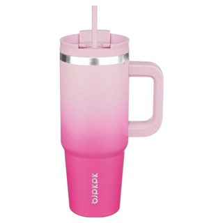 bJPKPK 304不鏽鋼把手三層真空保冷保溫冰霸杯 附吸管, 1個, 900ml, 漸變櫻花