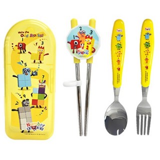 르번 아동용 넘버블록스 올인원 교정 젓가락 풀세트, 혼합색상, 케이스 + 스푼 + 포크 + 교정젓가락, 1세트