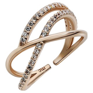 monograph 層疊時尚休閒飾品 14K鍍金奢華白鋯石開口戒指 MGFR0080