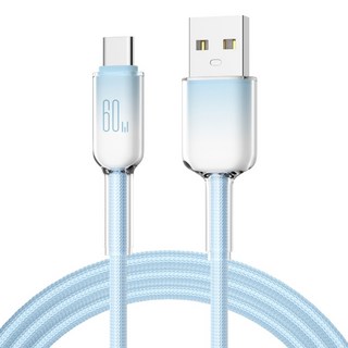 YORI 優里 漸層馬卡龍充電線 USB to Type-C, 1個, 1m, 藍色