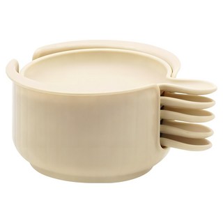 Life Master 迷你圓形把手小菜盤 + 收納架組, 象牙色, 1套, 小碟 5個 + 收納架