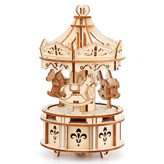 Esmin 音樂盒 旋轉木馬 音樂盒 3D立體拼圖, 86件, 1個, 混色