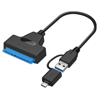 YTEK 雙接頭 USB 3.0 A C 型 to SATA 2.5 HDD SSD 轉換器, 1個, YT-US31S