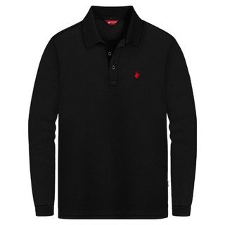 BEVERLY HILLS POLO CLUB 比佛利保羅 舒適 Cool Ever 小標誌 長袖翻領衫 CPW0T11, 黑色