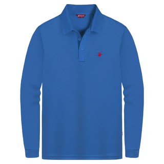 BEVERLY HILLS POLO CLUB 比佛利保羅 舒適 Cool Ever 小標誌 長袖翻領衫 CPW0T11, 藍色