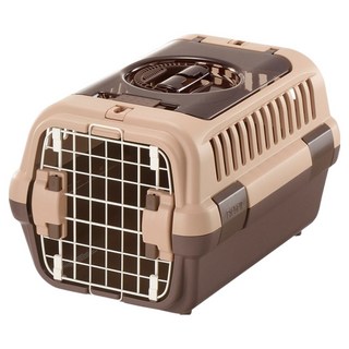 Richell 寵物露營雙門運輸籠, 深棕色, 1個