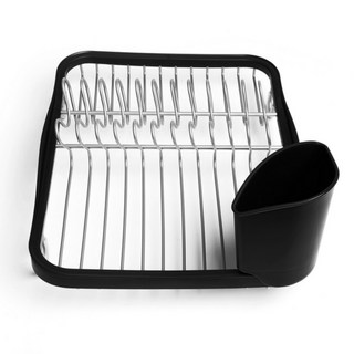 UMBRA Sinkin 餐具收納筒 + 碗盤瀝水架 35.6cm, 1個, 1層, 黑色 + 銀色