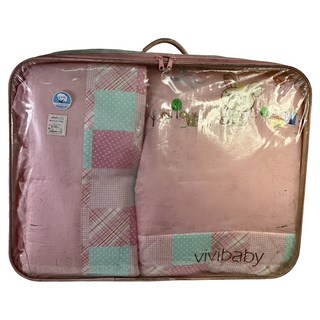 vivibaby 台灣製 嬰兒床寢具5件組, 粉色, 5件組