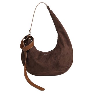 RaelraBear Bright 仿麂皮絲絨肩背斜揹包 RA24-2230, 棕色