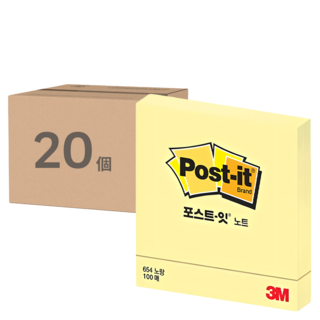 3M Post-it 利貼 方形便利貼, 100張, 淺黃色, 20個
