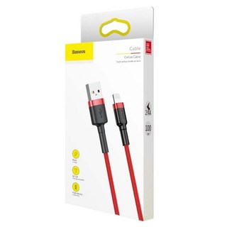 Baseus 倍思 卡福樂系列 USB lightning 2.4A 充電/傳輸線, 1個, 紅色, 1m