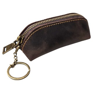 월드크린 프리미엄 가죽 도장 미니 파우치, 다크브라운