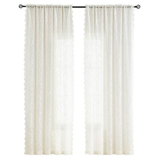 Mini 嚴選 法式蕾絲復古窗簾 單片 CN0508, 白色