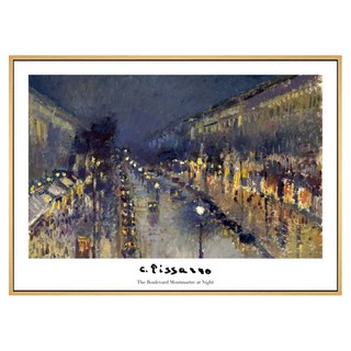 菠蘿選畫所 畢沙羅 夜晚的蒙馬特大道 留白版 AVAR5776D, 木色