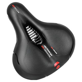 MASHATOO 加厚款避震腳踏車坐墊, 1個, 黑色 + 紅色