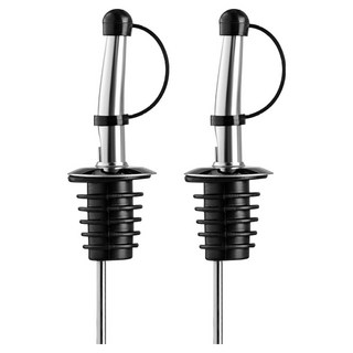 vacu vin 附蓋窄口注酒嘴, 2個, 銀色 + 黑色