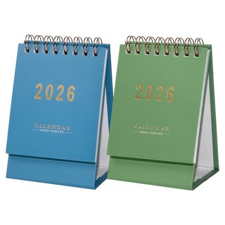 簡單商店 2026 迷你桌曆, 2個, 藍色, 綠色