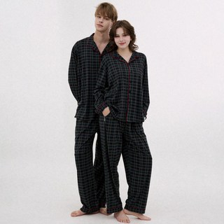 DOSSY Sopkin Gridden長袖翻領睡衣上下套裝 D-9911