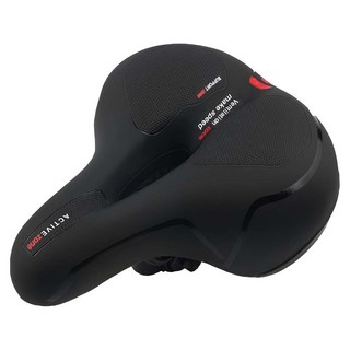 make speed 雙彈簧緩震自行車座墊, 1個, 黑色 + 紅色