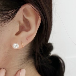 14K 金黃金女士施華洛世奇珍珠耳環一對