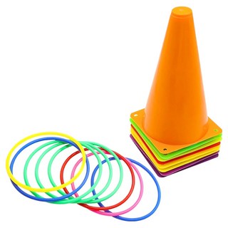 Stupid BIO環圈遊戲派對遊戲運動錐形桶 6入+彩色環 10入組, 1套, 隨機出貨