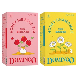 도밍고 꿀히비스커스 1.5g x 20p + 꿀캐모마일 1.3g x 20p 세트, 꿀히비스커스 + 꿀캐모마일, 1세트