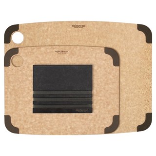 epicurean 矽膠防滑砧板2件+砧板架套組, 1套, 砧板中間+支架+支架, 棕色(砧板)