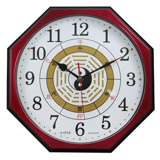 A-ONE 時來運轉八卦靜音掛鐘 TG-0304 12吋, 紅木