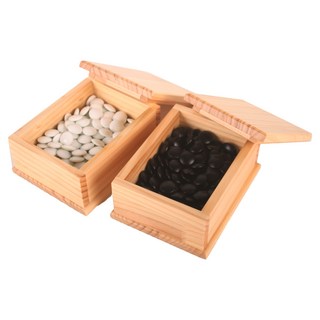 6 BROTHERS BADUK 原木方形圍棋罐, 2個, 混合顏色