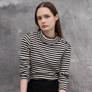 Olivia Lauren 女款條紋荷葉邊領上衣 VOCAL5W9161