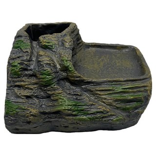 NOMOY PET 爬蟲類 兩棲類 造景 樹脂 餵食盤 14 x 15 x 8 cm NS-134, 1個, 混合色