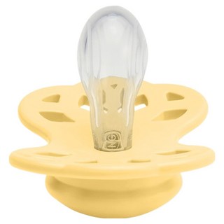 BIBS Infinity 雙扁型矽膠奶嘴, 1個, 奶油黃, 0~6個月