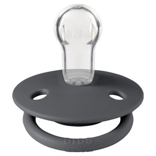 BIBS De Lux 圓形矽膠奶嘴, 0~18個月, 鐵灰色, 1個