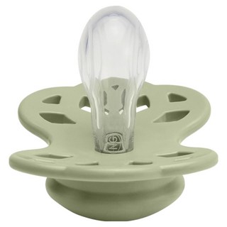 BIBS Infinity 雙扁型矽膠奶嘴, 1個, 0~6個月, 灰綠色