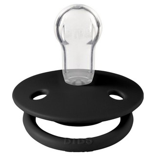 BIBS De Lux 圓形矽膠奶嘴, 0~18個月, 黑色, 1個