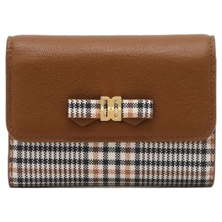 DAKS 男女通用 蝴蝶結DD裝飾 格紋配色 皮革短夾 DCWA5F930W2