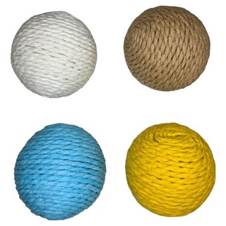 MAAH 고양이 스크래쳐 볼 장난감 4종 세트, 1세트, 옐로우, 아이보리, 블루, 브라운