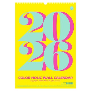 colorholic 2026 壁掛式月曆, 1個, 混和顏色