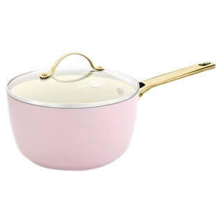 GREEN PAN IH爐適用 PADOVA 鑽石陶瓷塗層不沾單柄湯鍋 不挑爐具 天然無毒, 嫩頰粉, 1個, 18cm