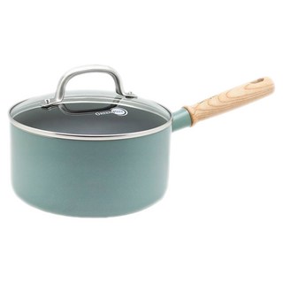 GREEN PAN IH爐適用 Mayflower 鑽石陶瓷塗層不沾單柄湯鍋 不挑爐具 天然無毒, 18cm, 藍綠色, 1個