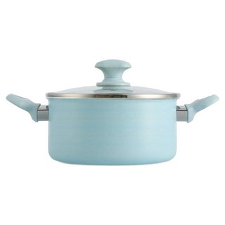 green chef IH爐適用 Sandstone 鑽石陶瓷塗層不沾雙耳湯鍋 不挑爐具 天然無毒, 1個, 粉彩藍, 20cm
