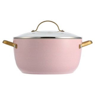 GREEN PAN IH爐適用 PADOVA 鑽石陶瓷塗層不沾雙耳湯鍋 不挑爐具 天然無毒, 24cm, 1個, 嫩頰粉