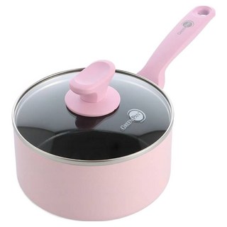 GREEN PAN IH爐適用 Torino 鑽石陶瓷塗層不沾單柄湯鍋 不挑爐具 天然無毒, 1個, 粉色, 18cm