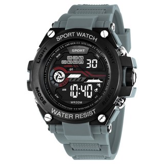 電子防水夜光多功能運動手錶, 1個, 灰色