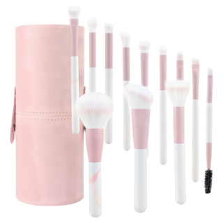 MAANGE 瑪安格 化妝刷具12件組 附攜帶型收納桶, 粉色, 1個