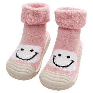 bebehome 居家生活 兒童款寬頭防滑透氣膠底高筒笑臉學步鞋 25碼